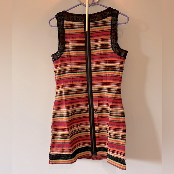 Free People New Romantics Striped Rainbow Serape Beaded Dress  - Size 6 - - Picture 3 of 5